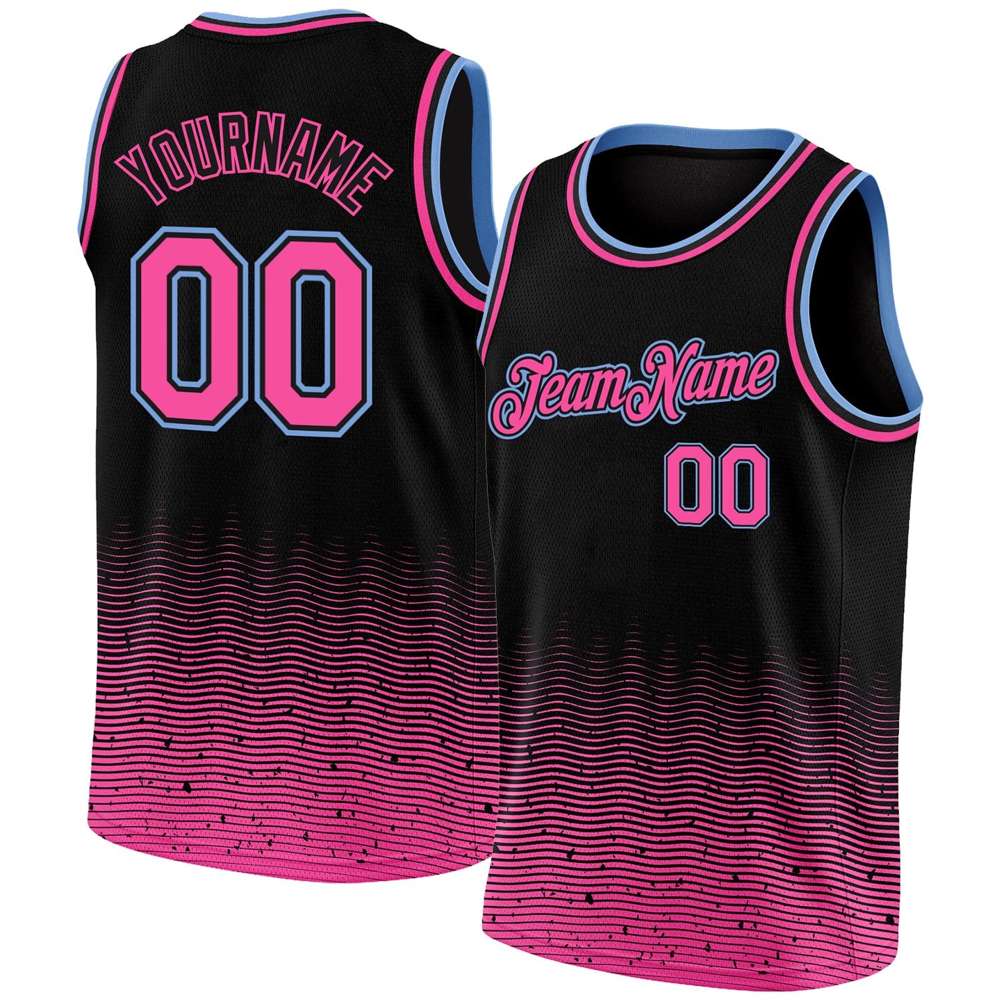 Custom Black Pink-Light Blue Fade Fashion Authentic City Edition Basketball Jersey - Sky-Custom
