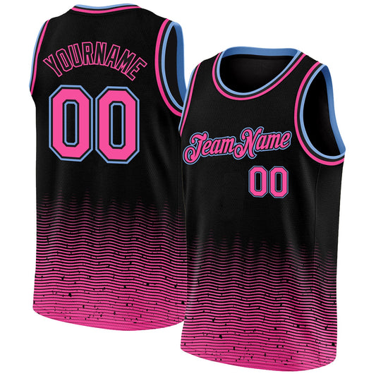 Custom Black Pink-Light Blue Fade Fashion Authentic City Edition Basketball Jersey - Sky-Custom