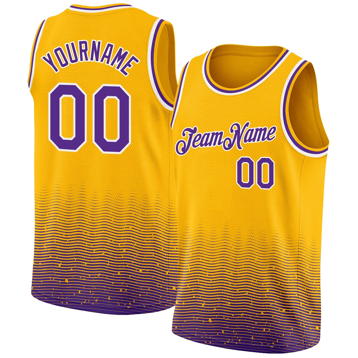 Custom Gold Purple-White Fade Fashion Authentic City Edition Basketball Jersey - Sky-Custom