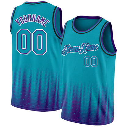 Custom Teal Purple-White Fade Fashion Authentic City Edition Basketball Jersey - Sky-Custom