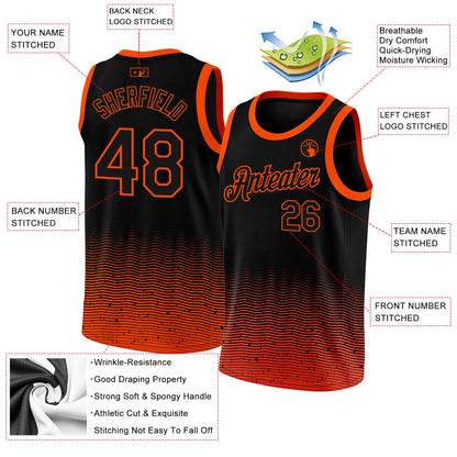 Custom Black Orange Fade Fashion Authentic City Edition Basketball Jersey - Sky-Custom