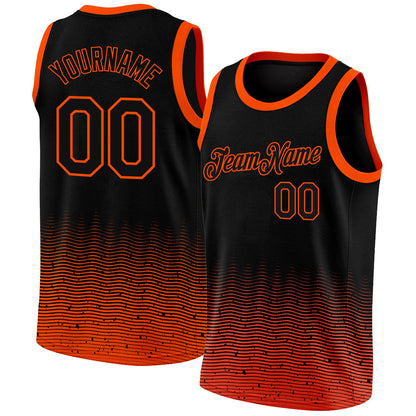 Custom Black Orange Fade Fashion Authentic City Edition Basketball Jersey - Sky-Custom