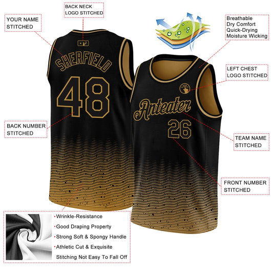 Custom Black Old Gold Fade Fashion Authentic City Edition Basketball Jersey - Sky-Custom