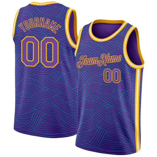 Custom Purple Teal-Gold Authentic City Edition Basketball Jersey - Sky-Custom