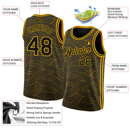 Custom Black Gold Authentic City Edition Basketball Jersey - Sky-Custom