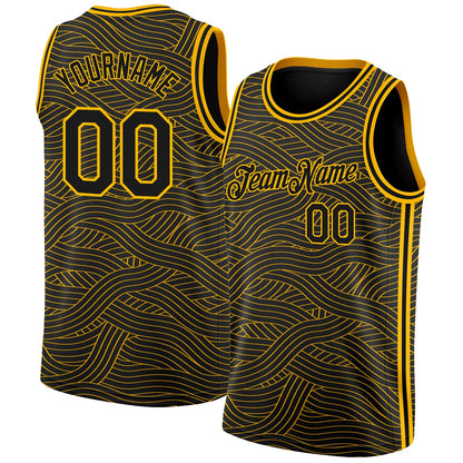 Custom Black Gold Authentic City Edition Basketball Jersey - Sky-Custom