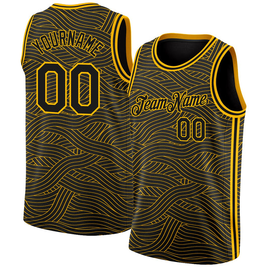 Custom Black Gold Authentic City Edition Basketball Jersey - Sky-Custom