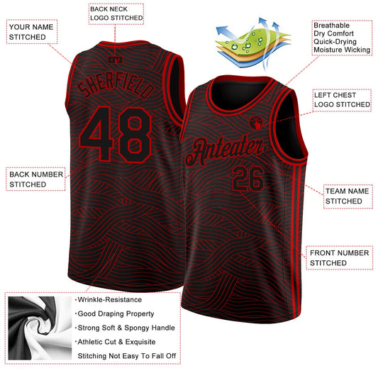 Custom Black Red Authentic City Edition Basketball Jersey - Sky-Custom