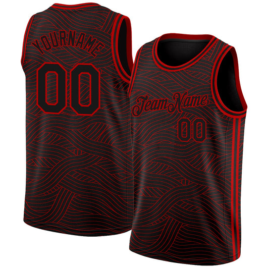Custom Black Red Authentic City Edition Basketball Jersey - Sky-Custom