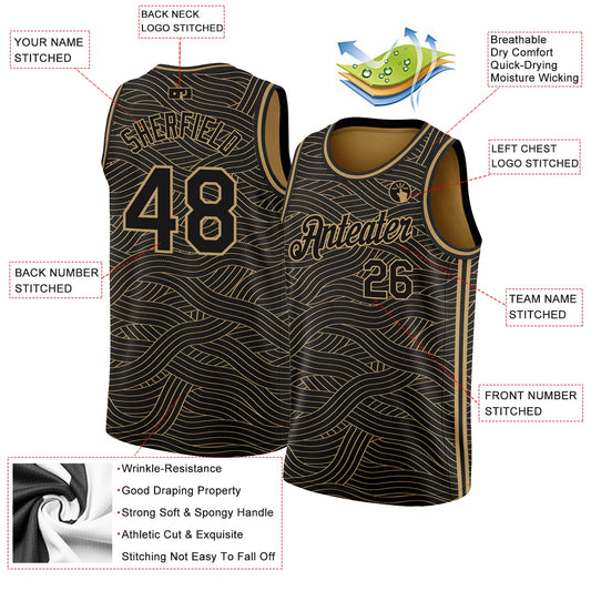 Custom Black Old Gold Authentic City Edition Basketball Jersey - Sky-Custom