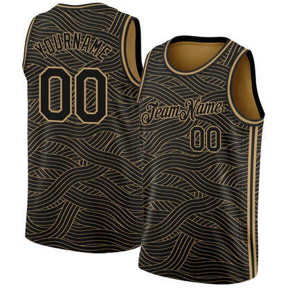 Custom Black Old Gold Authentic City Edition Basketball Jersey - Sky-Custom