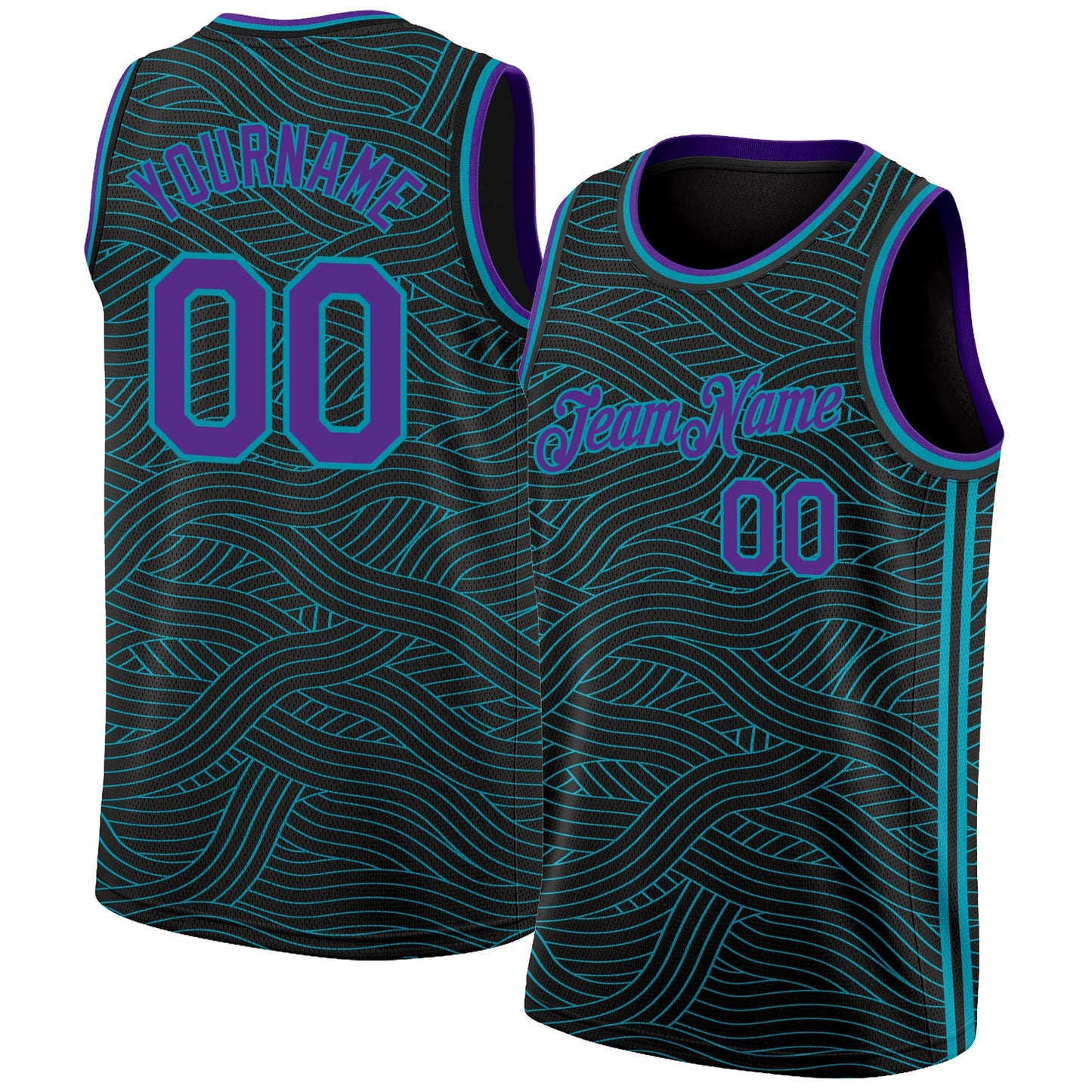 Custom Black Purple-Teal Authentic City Edition Basketball Jersey - Sky-Custom