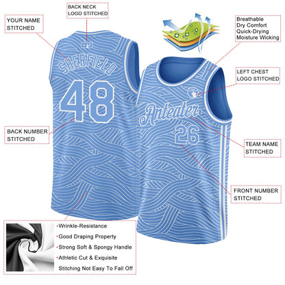 Custom Light Blue White Authentic City Edition Basketball Jersey - Sky-Custom