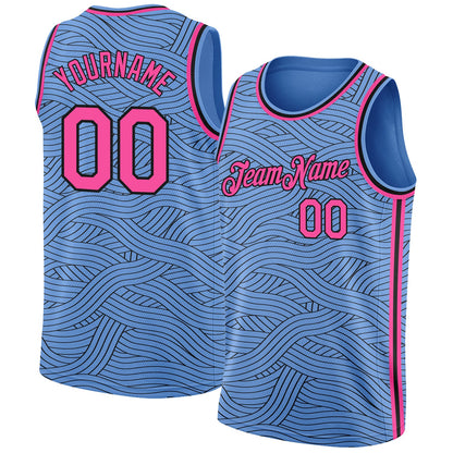 Custom Light Blue Pink-Black Authentic City Edition Basketball Jersey - Sky-Custom