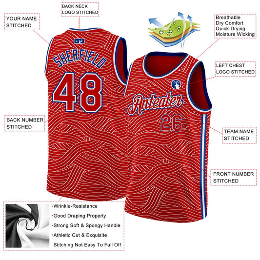 Custom Red Royal-White Authentic City Edition Basketball Jersey - Sky-Custom