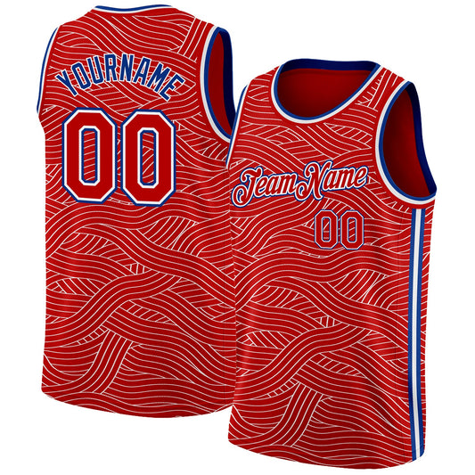 Custom Red Royal-White Authentic City Edition Basketball Jersey - Sky-Custom