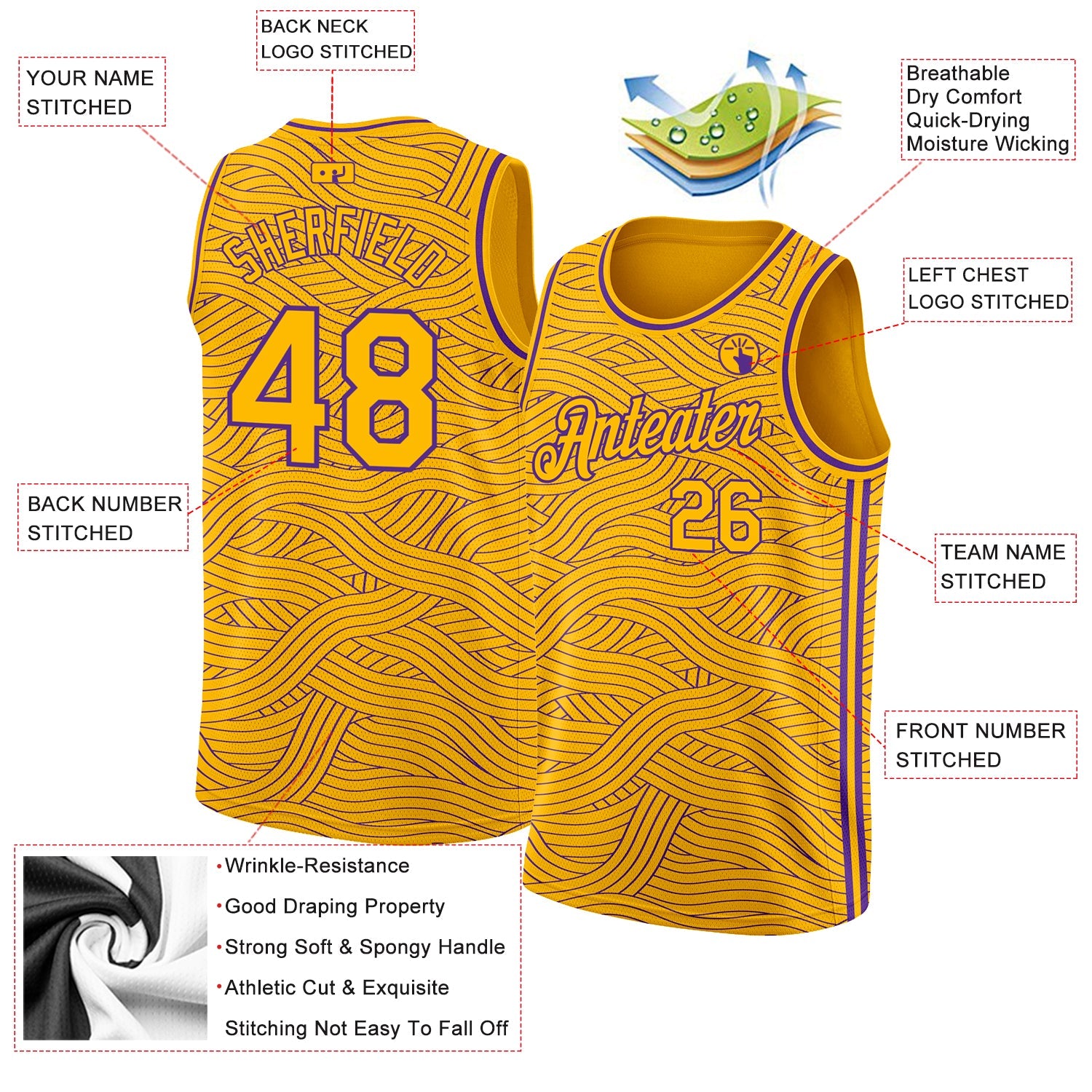 Custom Gold Purple Authentic City Edition Basketball Jersey - Sky-Custom