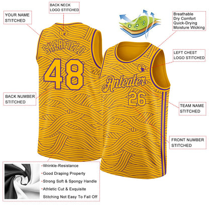 Custom Gold Purple Authentic City Edition Basketball Jersey - Sky-Custom