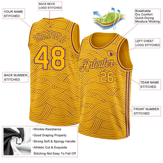 Custom Gold Purple Authentic City Edition Basketball Jersey - Sky-Custom