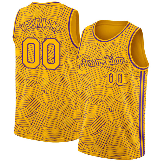 Custom Gold Purple Authentic City Edition Basketball Jersey - Sky-Custom