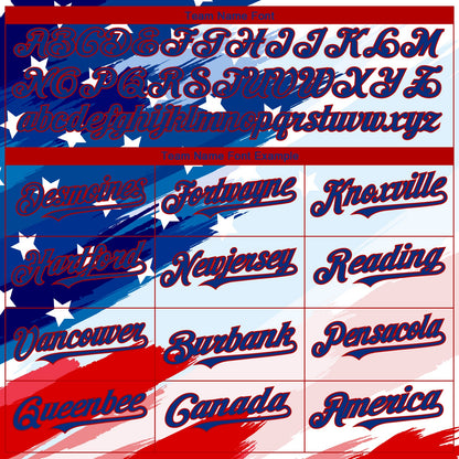 Custom White Royal-Red 3D American Flag Fashion Authentic Baseball Jersey - Sky-Custom