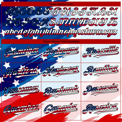 Custom White USA Flag Royal Red-Black 3D American Flag Fashion Authentic Baseball Jersey - Sky-Custom