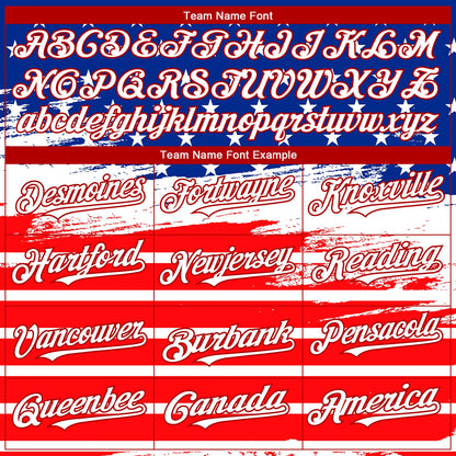 Custom Royal White-Red 3D American Flag Fashion Authentic Baseball Jersey - Sky-Custom