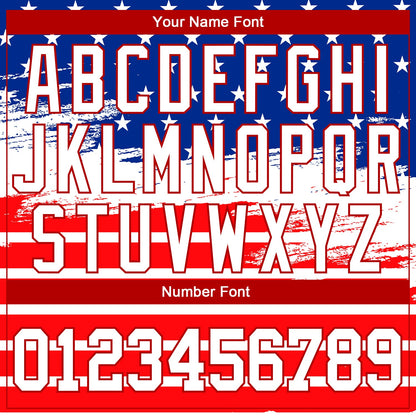 Custom Royal White-Red 3D American Flag Fashion Authentic Baseball Jersey - Sky-Custom