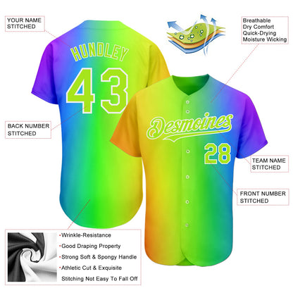 Custom Rainbow For Pride Month Love Is Love LGBT 3D Authentic Baseball Jersey - Sky-Custom