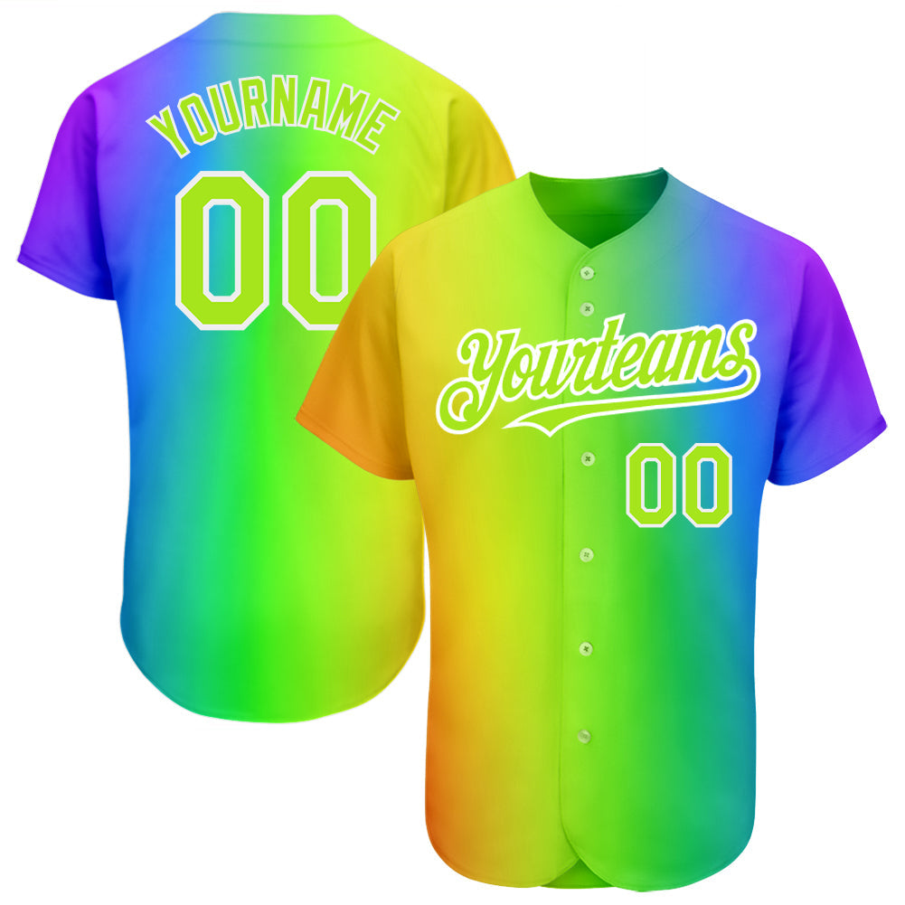 Custom Rainbow For Pride Month Love Is Love LGBT 3D Authentic Baseball Jersey - Sky-Custom