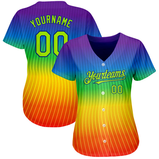 Custom Rainbow For Pride Month Love Is Love LGBT 3D Authentic Baseball Jersey - Sky-Custom