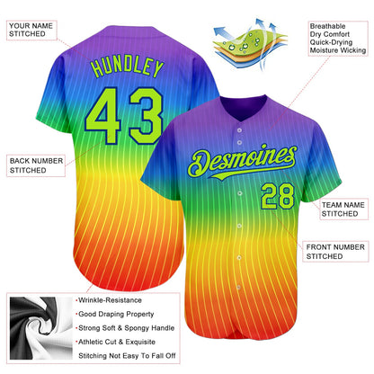 Custom Rainbow For Pride Month Love Is Love LGBT 3D Authentic Baseball Jersey - Sky-Custom