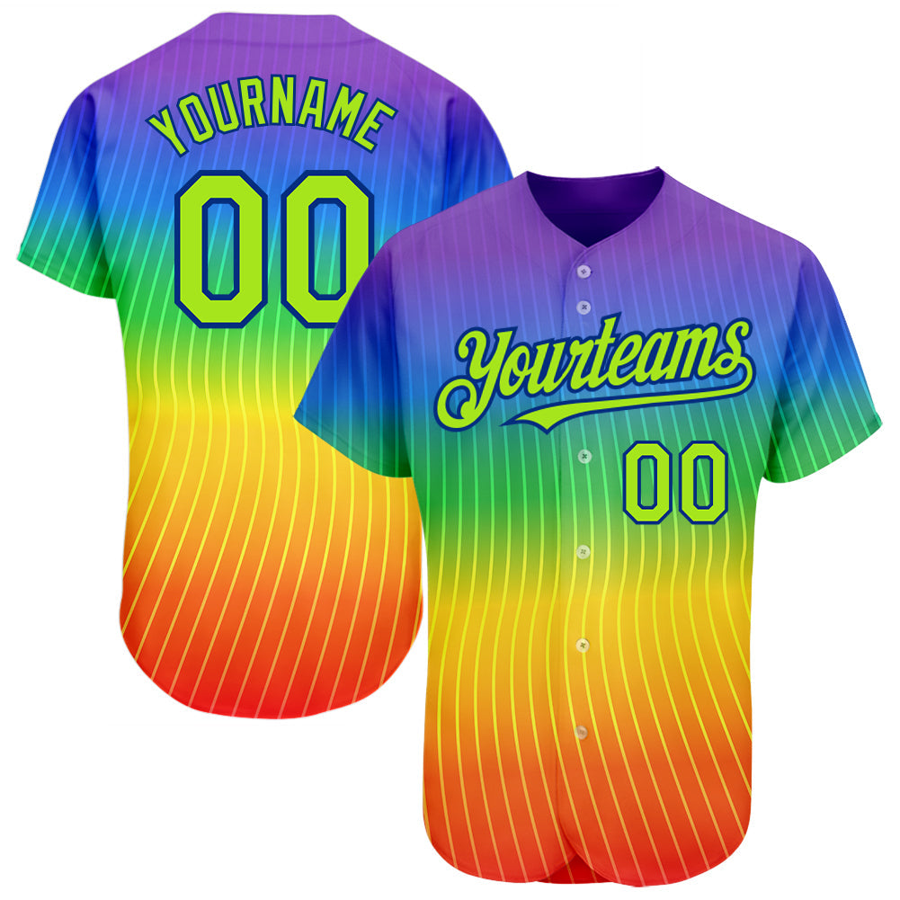 Custom Rainbow For Pride Month Love Is Love LGBT 3D Authentic Baseball Jersey - Sky-Custom
