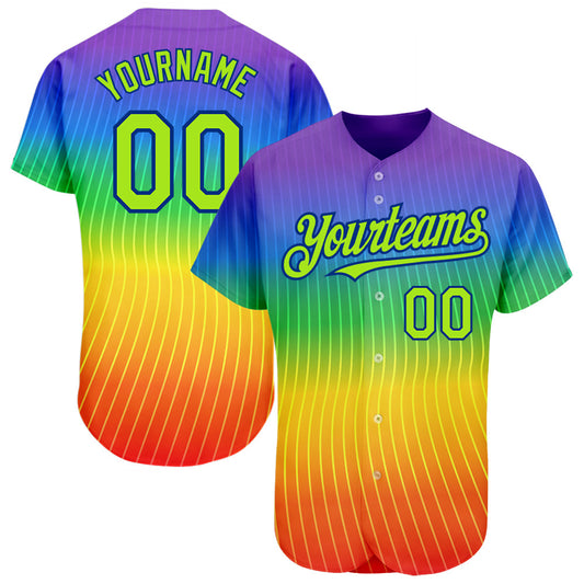 Custom Rainbow For Pride Month Love Is Love LGBT 3D Authentic Baseball Jersey - Sky-Custom