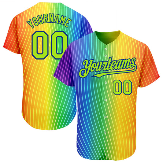 Custom Rainbow For Pride Month Love Is Love LGBT 3D Authentic Baseball Jersey - Sky-Custom