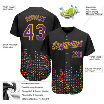 Custom Rainbow For Pride Month Love Is Love LGBT 3D Authentic Baseball Jersey - Sky-Custom