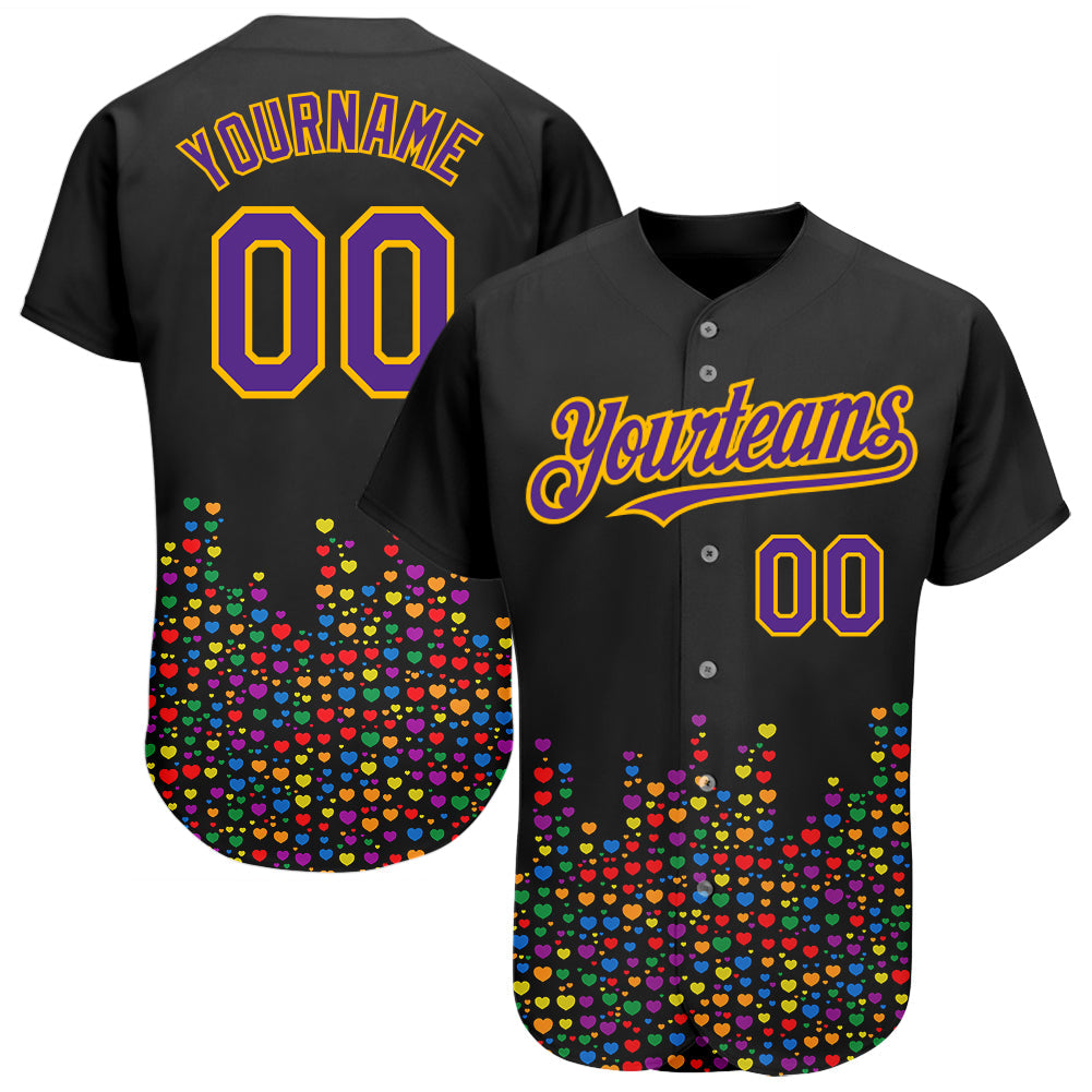 Custom Rainbow For Pride Month Love Is Love LGBT 3D Authentic Baseball Jersey - Sky-Custom
