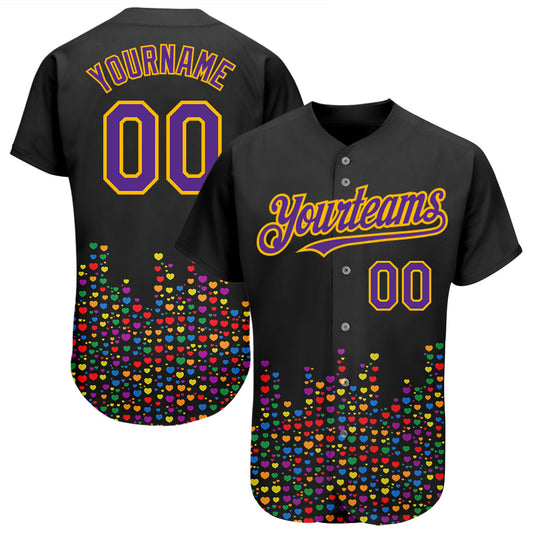 Custom Rainbow For Pride Month Love Is Love LGBT 3D Authentic Baseball Jersey - Sky-Custom