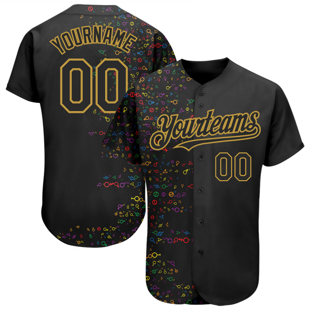 Custom Rainbow For Pride Month Love Is Love LGBT 3D Authentic Baseball Jersey - Sky-Custom