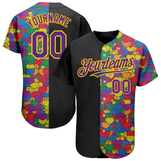 Custom Rainbow For Pride Month Love Is Love LGBT 3D Authentic Baseball Jersey - Sky-Custom