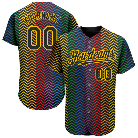 Custom Rainbow For Pride Month Love Is Love LGBT 3D Authentic Baseball Jersey - Sky-Custom