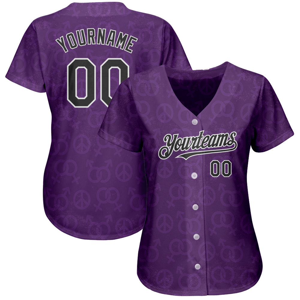 Custom Rainbow For Pride Month Love Is Love LGBT 3D Authentic Baseball Jersey - Sky-Custom