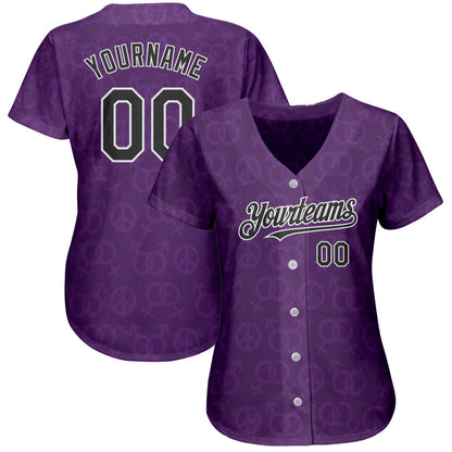 Custom Rainbow For Pride Month Love Is Love LGBT 3D Authentic Baseball Jersey - Sky-Custom