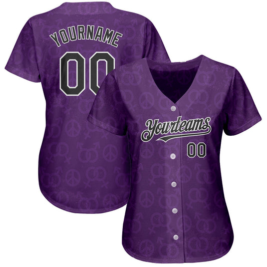 Custom Rainbow For Pride Month Love Is Love LGBT 3D Authentic Baseball Jersey - Sky-Custom