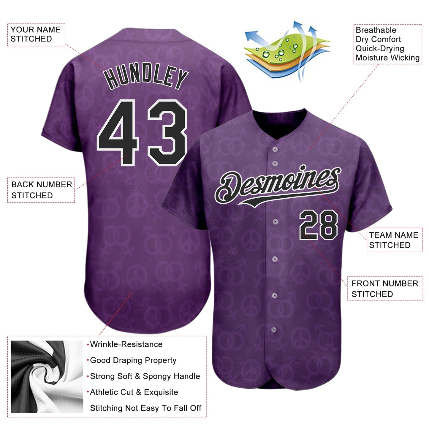 Custom Rainbow For Pride Month Love Is Love LGBT 3D Authentic Baseball Jersey - Sky-Custom