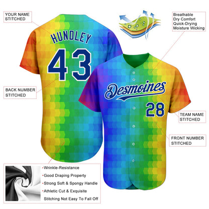 Custom Rainbow For Pride Month Love Is Love LGBT 3D Authentic Baseball Jersey - Sky-Custom