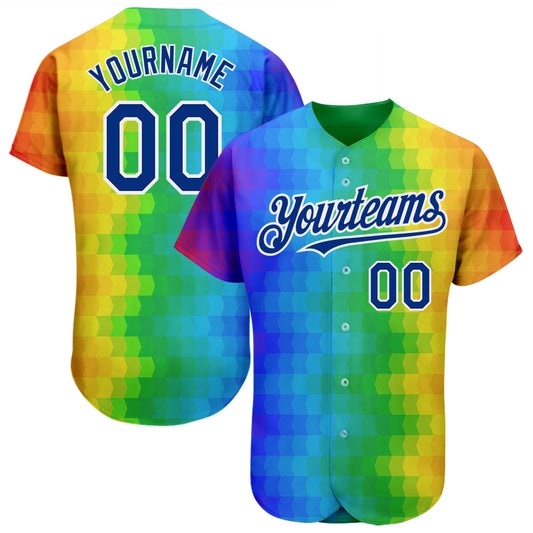Custom Rainbow For Pride Month Love Is Love LGBT 3D Authentic Baseball Jersey - Sky-Custom