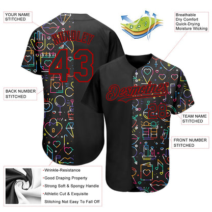 Custom Rainbow For Pride Month Love Is Love LGBT 3D Authentic Baseball Jersey - Sky-Custom