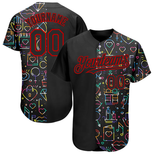 Custom Rainbow For Pride Month Love Is Love LGBT 3D Authentic Baseball Jersey - Sky-Custom