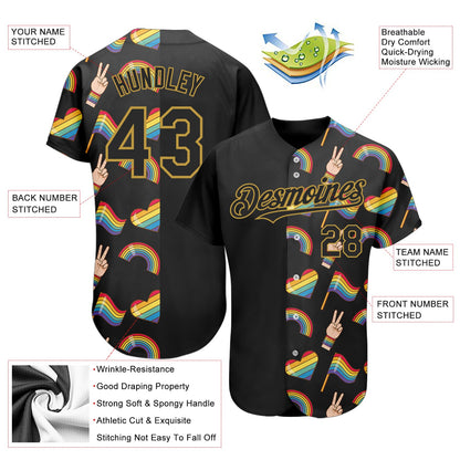 Custom Rainbow For Pride Month Love Is Love LGBT 3D Authentic Baseball Jersey - Sky-Custom
